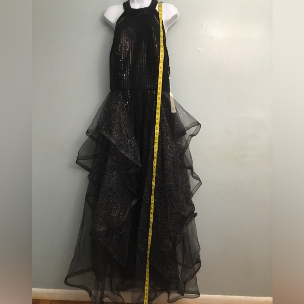 TS Couture Stunning Black Halter Gown with Tulle Layers